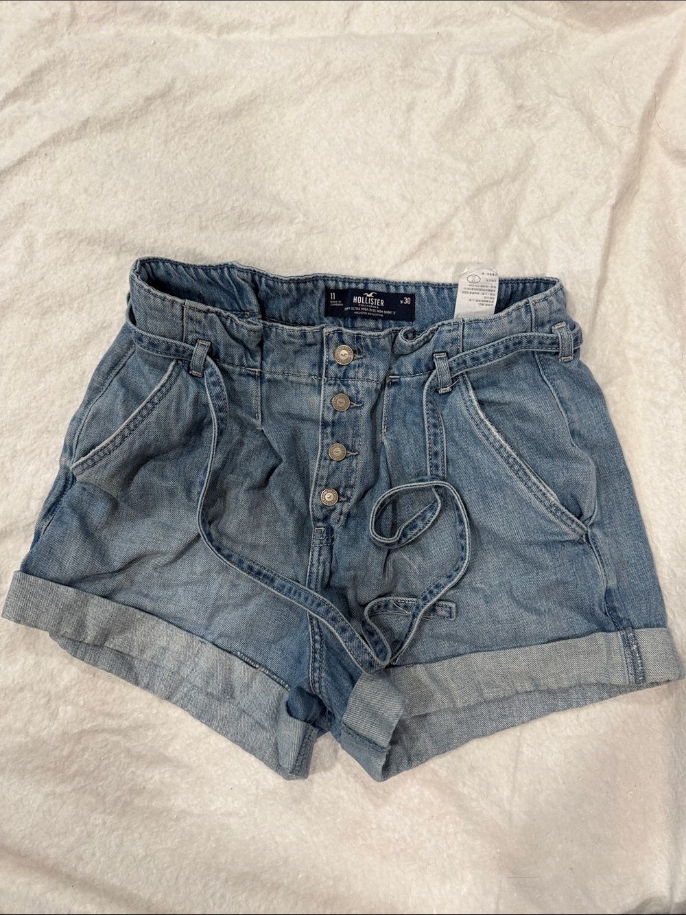 Hollister Denim Waist Tie Shorts
